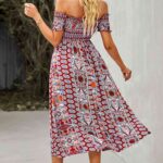 Bohemian Off-shoulder-röyhelöinen, Halkaistu Mekko